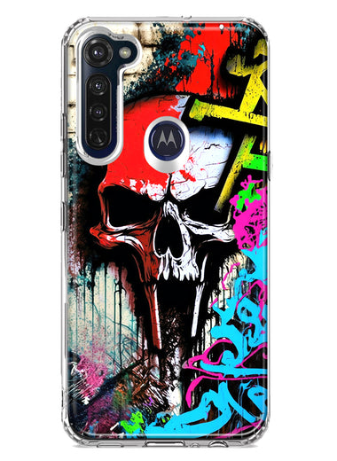 Motorola Moto G Stylus 2020 Skull Face Graffiti Painting Art Hybrid Protective Phone Case Cover