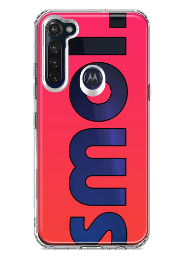 Motorola Moto G Stylus 2020 Red Pink Clear Funny Text Quote Smol Hybrid Protective Phone Case Cover