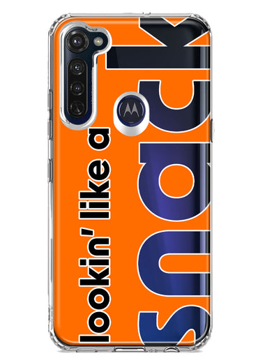 Motorola Moto G Stylus 2020 Orange Clear Funny Text Quote Snack Hybrid Protective Phone Case Cover