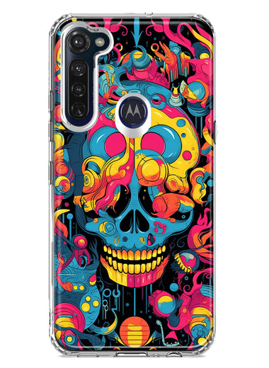 Motorola Moto G Stylus 2020 Psychedelic Trippy Death Skull Pop Art Hybrid Protective Phone Case Cover