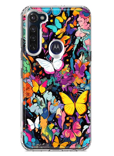 Motorola Moto G Stylus 2020 Psychedelic Trippy Butterflies Pop Art Hybrid Protective Phone Case Cover