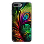 Apple iPhone 7/8 Plus Neon Rainbow Glow Peacock Feather Hybrid Protective Phone Case Cover