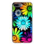 Apple iPhone 7/8 Plus Neon Rainbow Daisy Glow Colorful Daisies Baby Blue Pink Yellow White Double Layer Phone Case Cover
