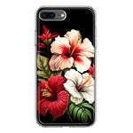 Apple iPhone 7/8 Plus Pink Red Hibiscus Wild Flowers Floral Hybrid Protective Phone Case Cover