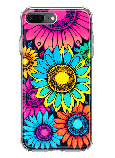 Apple iPhone 7/8 Plus Vintage Colorful Abstract Sunflowers Floral Double Layer Phone Case Cover