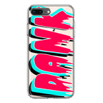 Apple iPhone 8 Plus Teal Pink Clear Funny Text Quote Dank Hybrid Protective Phone Case Cover