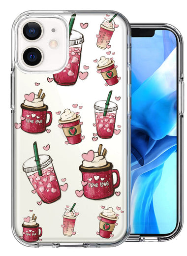 Apple iPhone 11 Coffee Lover Valentine's Hearts Pink Drink Latte Double Layer Phone Case Cover