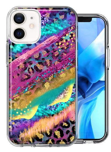 Apple iPhone 11 Leopard Paint Colorful Beautiful Abstract Milkyway Double Layer Phone Case Cover