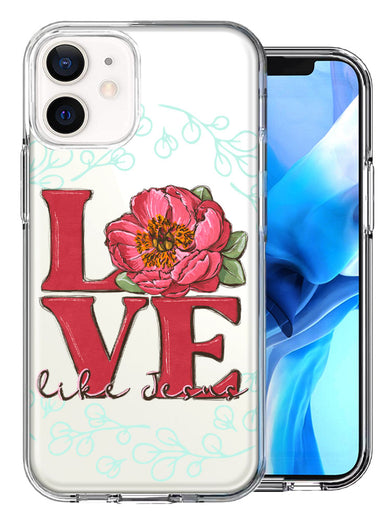 Apple iPhone 11 Love Like Jesus Flower Text Christian Double Layer Phone Case Cover
