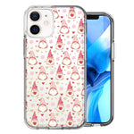 Apple iPhone 12 Mini Pink Blush Valentines Day Flower Hearts Gnome Characters Cute Double Layer Phone Case Cover