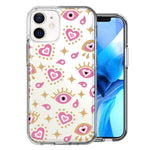 Apple iPhone 11 Pink Evil Eye Lucky Love Law Of Attraction Design Double Layer Phone Case Cover