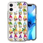 Apple iPhone 12 Mini Summer Beach Cute Gnomes Sand Castle Shells Palm Trees Double Layer Phone Case Cover