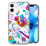 For Apple iPhone 12 Mini Bright Colors Rainbow Water Lilly Floral Phone Case Cover