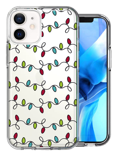 Apple iPhone 12 Vintage Christmas Lights Design Double Layer Phone Case Cover