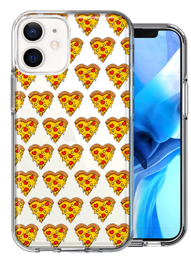 Apple iPhone 12 Mini Pizza Hearts Polka dots Design Double Layer Phone Case Cover