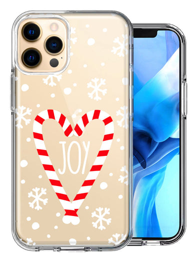 Apple iPhone 11 Pro Max Winter Joy Snow Peppermint Candy Cane Heart Festive Christmas Double Layer Phone Case Cover