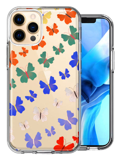Apple iPhone 12 Pro Max Colorful Butterflies Design Double Layer Phone Case Cover