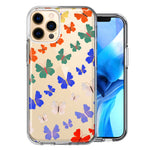 Apple iPhone 12 Pro Colorful Butterflies Design Double Layer Phone Case Cover