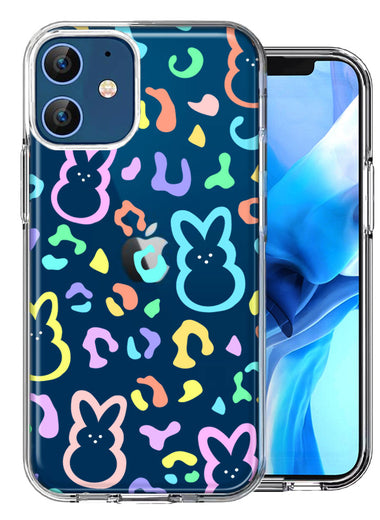 Apple iPhone 12 Leopard Easter Bunny Candy Colorful Rainbow Double Layer Phone Case Cover