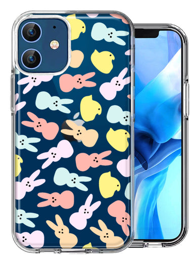 Apple iPhone 12 Pastel Easter Polkadots Bunny Chick Candies Double Layer Phone Case Cover