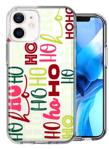 Apple iPhone 12 Christmas Santa Ho Ho Ho textagraphy Festive Holiday Double Layer Phone Case Cover