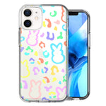 Apple iPhone 12 Mini Leopard Easter Bunny Candy Colorful Rainbow Double Layer Phone Case Cover
