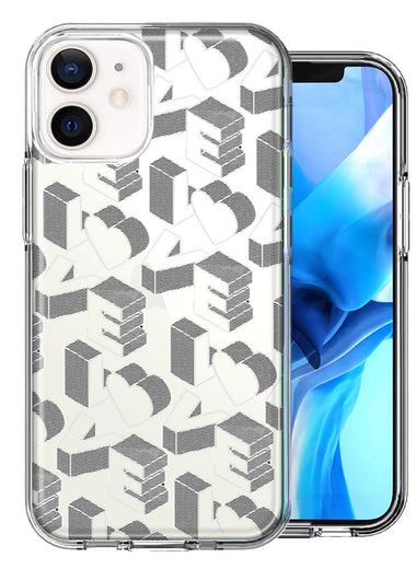 Apple iPhone 12 Mini 3D Love Letters Hearts Valentine's Day Double Layer Phone Case Cover