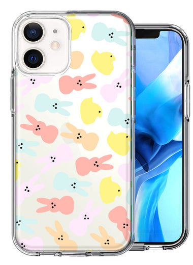 Apple iPhone 12 Mini Pastel Easter Polkadots Bunny Chick Candies Double Layer Phone Case Cover