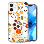 Apple iPhone 12 Mini Spooky Season Fall Autumn Flowers Ghosts Skulls Halloween Double Layer Phone Case Cover