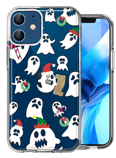 Apple iPhone 12 Halloween Christmas Ghost Design Double Layer Phone Case Cover