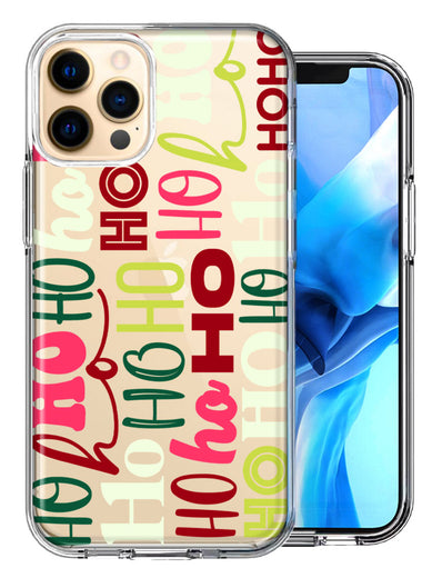 Apple iPhone 12 Pro Christmas Santa Ho Ho Ho textagraphy Festive Holiday Double Layer Phone Case Cover