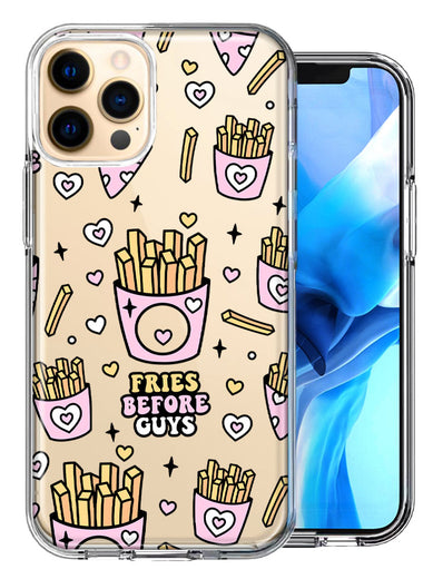 Apple iPhone 12 Pro Cute Valentine Pink Love Hearts Fries Before Guys Double Layer Phone Case Cover