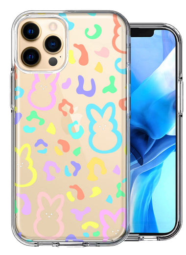 Apple iPhone 12 Pro Max Leopard Easter Bunny Candy Colorful Rainbow Double Layer Phone Case Cover