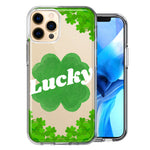 Apple iPhone 12 Pro Max Lucky St Patrick's Day Shamrock Green Clovers Double Layer Phone Case Cover