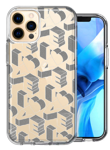 Apple iPhone 12 Pro Max 3D Love Letters Hearts Valentine's Day Double Layer Phone Case Cover