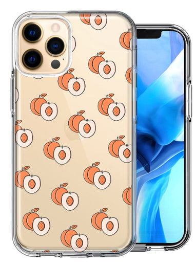 Apple iPhone 12 Pro Polka Dot Peaches Design Double Layer Phone Case Cover