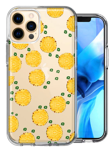Apple iPhone 12 Pro Max Tropical Pineapples Polkadots Design Double Layer Phone Case Cover