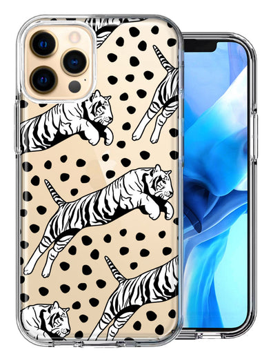 Apple iPhone 12 Pro Tiger Polkadots Design Double Layer Phone Case Cover