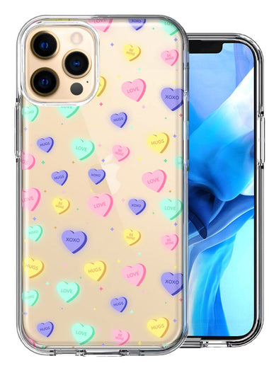 Apple iPhone 12 Pro Valentine's Day Heart Candies Polkadots Design Double Layer Phone Case Cover