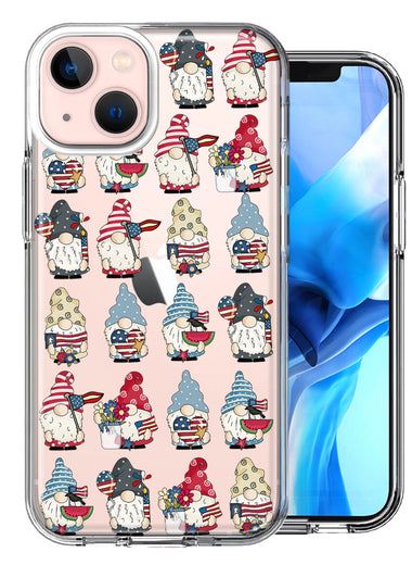 Apple iPhone 13 USA Fourth Of July American Summer Cute Gnomes Patriotic Parade Double Layer Phone Case Cover