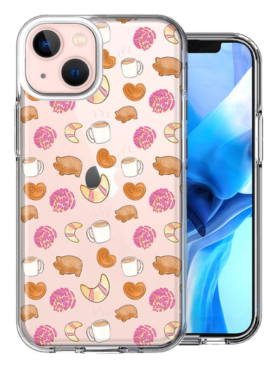 Apple iPhone 13 Mexican Pan Dulce Cafecito Coffee Concha Polka Dots Double Layer Phone Case Cover