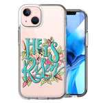 Apple iPhone 13 Mini He Is Risen Text Easter Jesus Christian Flowers Double Layer Phone Case Cover