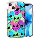 Apple iPhone 13 Mini Bright Rainbow Nightmare Skulls Spooky Season Halloween Design Double Layer Phone Case Cover