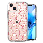 Apple iPhone 15 Pink Blush Valentines Day Flower Hearts Gnome Characters Cute Double Layer Phone Case Cover