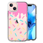 Apple iPhone 13 Pink Drip Frosting Cute Heart Sprinkles Kawaii Cake Design Double Layer Phone Case Cover