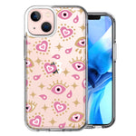 Apple iPhone 13 Pink Evil Eye Lucky Love Law Of Attraction Design Double Layer Phone Case Cover