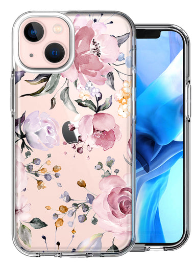 For Apple iPhone 13 Soft Pastel Spring Floral Flowers Blush Lavender Phone Case Cover
