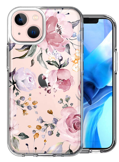 Apple iPhone 14 Soft Pastel Spring Floral Flowers Blush Lavender Design Double Layer Phone Case Cover