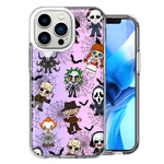 Apple iPhone 14 Pro Classic Haunted Horror Halloween Nightmare Characters Spider Webs Design Double Layer Phone Case Cover