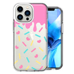 Apple iPhone 13 Pro Pink Drip Frosting Cute Heart Sprinkles Kawaii Cake Design Double Layer Phone Case Cover